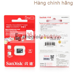 Thẻ nhớ SanDisk MicroSDHC 16G class 4 ( Full Box ) công ty